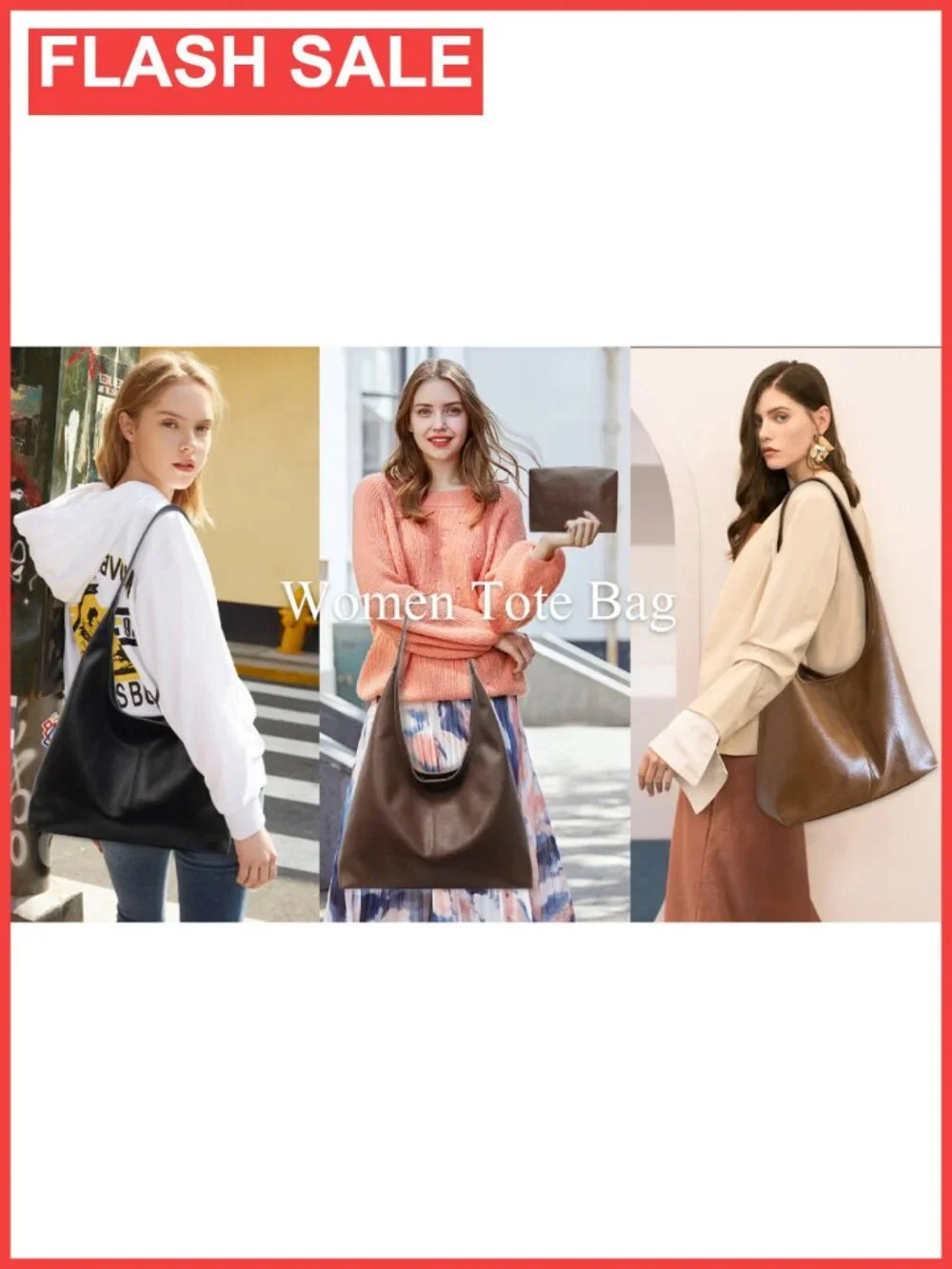Vegan Leather Hobo Bag Slouchy Tote Retro Shoulder Handbag Large Work Purse 2pc